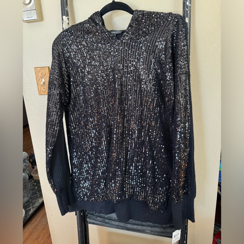 INC sequence and knit top, sz XL, black, Dressy and comfy